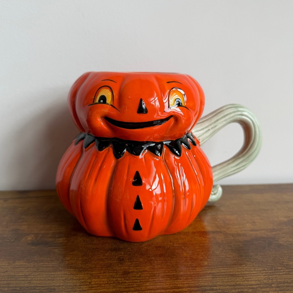 Johanna Parker Ceramic Mug Halloween Jack O Lantern Pumpkin Man Orange Cup Cute
